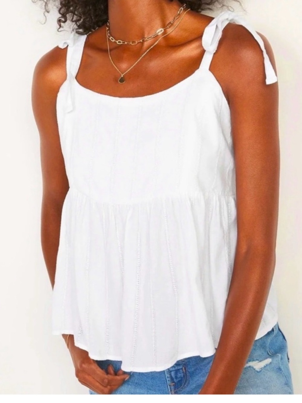 Old Navy White Tie-Shoulder Peplum Camisole
